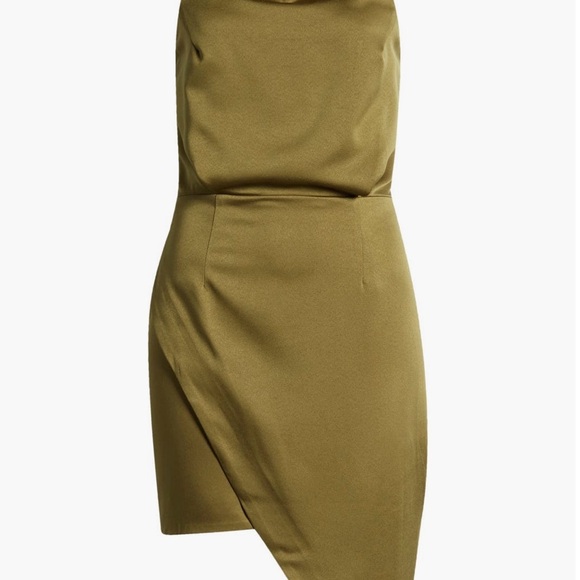 NWT Elliott Camo Asymmetric Satin Cocktail Dress - Picture 3 of 8